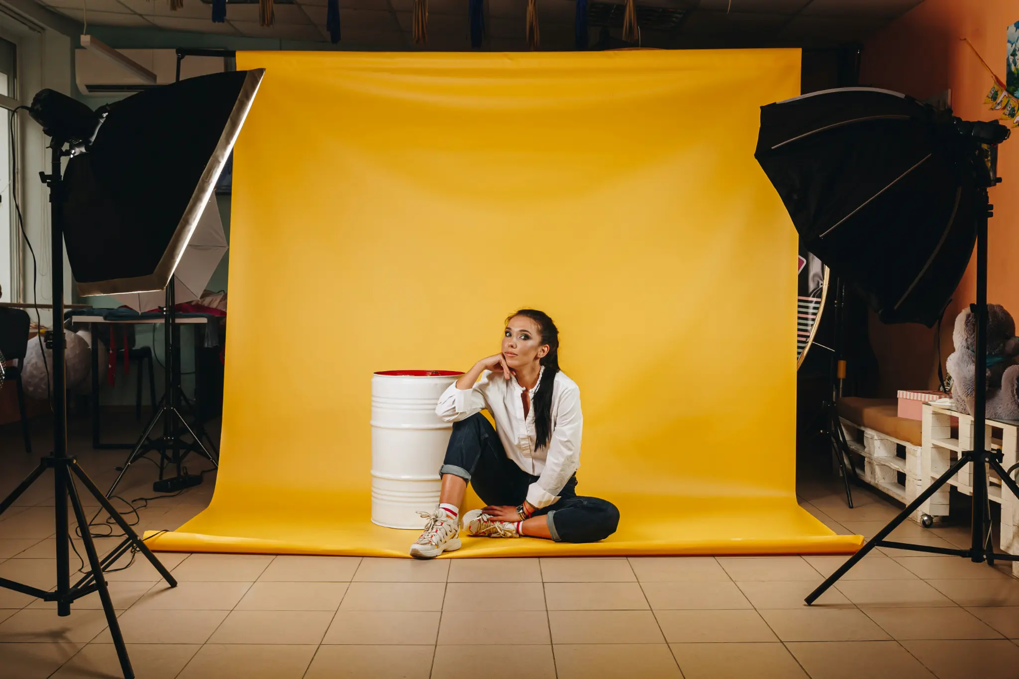 Woman in a photo studio